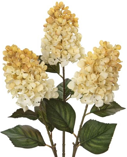 Briful 3 fiori artificiali autunnali di ortensia in seta, altezza 69,8 cm, fiori artificiali bianchi antichi in seta, stelo lungo per composizioni floreali e decorazioni autunnali