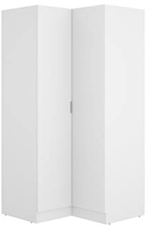 Armadio AD Angolo con Ante Nori, Bianco, Armadio ad Angolo con Ante