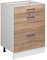 Vicco Unterschrank R-Line, Sonoma/Weiß, 60 cm mit Schubladen, ohne Arbeitsplatte