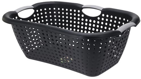 Kunststoff Wäschekorb Wäschesammler Wäschebox Wäschebehälter Schwarz Wanne tragbar 26L / B60xL40XH22cm