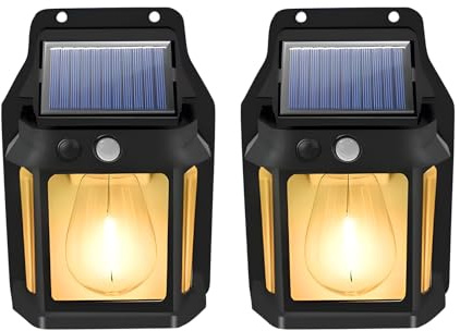 Solarlampen für Außen mit Bewegungsmelder, Solarleuchten Außenwandleuchten 120° Warmweiß 600LM Superhelle Solarleuchte Sicherheitswandleuchte 3 Modi Wandleuchte Garten, IP65 wasserdichte (2 Stück)