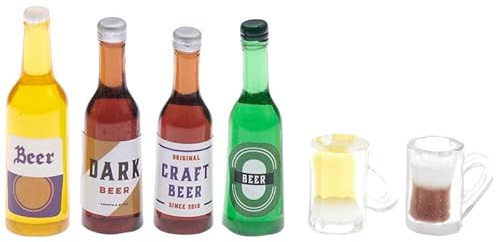 Miniaturen für Puppenhäuser und Wichtelstuben oder Geschenkgutscheine · DIY Miniwelt · Bierflaschen und Gläser 6-teilig