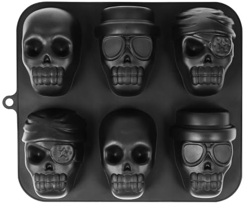 Alipis Skull Cake Pan Silicone Skull Ice Cube Tray 3D Mold Baking Pan Fondant Mold Pizza Tin for Cake Sugar Chocolate Cookie