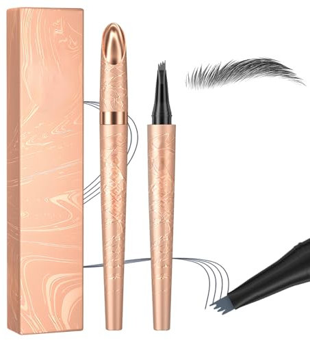 2024 Neu 3D Wasserdichter Augenbrauenstift, Langanhaltenden Microblading Augenbrauenstift mit 4 Gabelspitzen Applikator, Magischer Eyebrow Pencil Mühelos Natürlich Aussehende Brauen (3#-Grau)