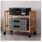 Audio Rack HiFi Regal Medien-Audio-Rack aus Bambus mit Rädern, höhenverstellbar, um 360° schwenkbar, Stereo-Standständer, AV-Regal aus Holz for Wohnzimmer, Büro, Kino, kleine Räume(W-70CM,2 Tires A)