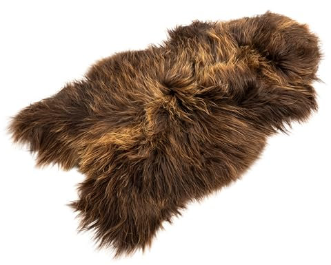 Decorating Sheepskins Peau de Mouton mérinos véritable de qualité supérieure Peau d'agneau véritable, Douce et Moelleuse, Fourrure pour chaises, Peau de (Marron Naturel, 110 x 120 cm)
