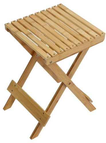 Cabilock Tabouret Pliant Bambou Petit Tabouret Antidérapant pour Cuisine Et Salle De Bain