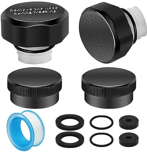 Langina ASSE 1019-A Vacuum Breaker Repair Kit, 2 Pack, Frost-Free Sillcock Valves (Black) with 2 Pieces 3/4 GHT Water Hose End Caps (Black)
