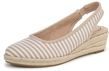 LifeStride Womens Kayden Wedge Sandal Tan/White Stripe 10 M