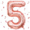 Roségold Luftballon 5,Zahlen Luftballon Roségold,40 Zoll Roségold Folienballon 5，101cm Roségold Zahlenballon 5 Helium Ballon Luftballon 5 Geburtstag für 5 Jahre Geburtstagsdeko Kinder Mädchen Junge