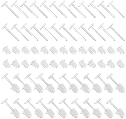 100 Paar Klare Ohrringe, 12x5mm Ohrstecker 5x5,5mm Plastikohrringverschlüsse Klare Plastikohrstecker Ohrringhalter Flache Plastikohrringe für Sport Arbeit