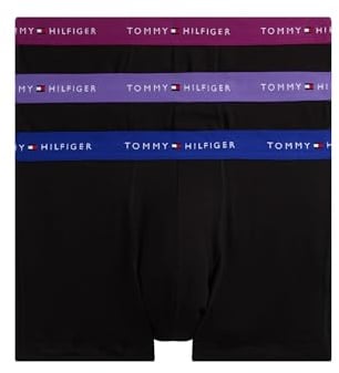 Tommy Hilfiger Herren 3er Pack Boxershorts Trunks mit Logobund, Schwarz (RCH MUL/Wdge Blu/Mon Prple), S