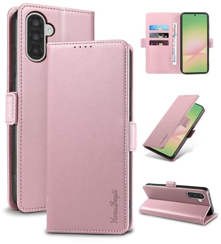 Yunubeyii Handyhülle für Samsung Galaxy A56,Rosa | RFID Blocker,Hülle Luxus PU Leder,Kartenhülle,Magnetverschluss,Klapphülle mit Ständer,Stoßsicher,Schutzhülle