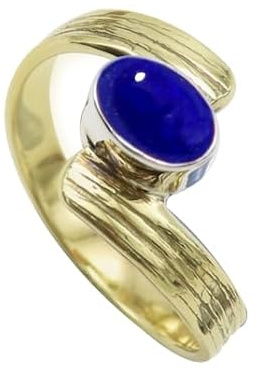 Lapislazuli Edelstein 925 Sterling silber Und Messing Band Ring Herren und Damen Alle Größen Schmuck CRG1095BV5_(51 (16.2))