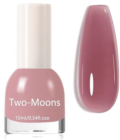 Nail Varnish,Jelly Pink Nail Polish,Sheer Dusty Pink Translucent Nail Polish,Quick Drying Jelly Crystal Deep Nude Nail Varnish,Natural Light Translucent Color No Need Nail Lamp