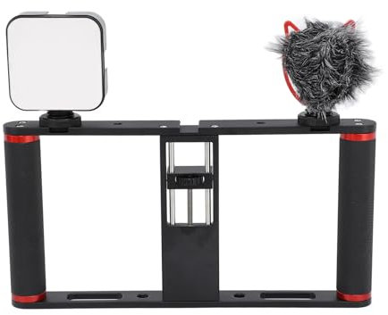 Yctze Versatile Phone Video Rig Kit with Clamp, Premium Microphone, and Bright Fill Light for Vlogging, Streaming, and Outdoor Recording