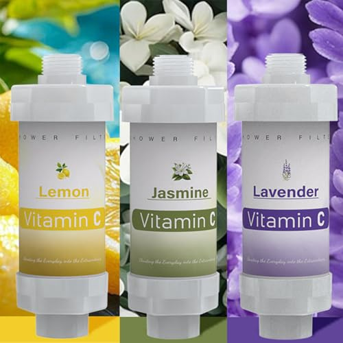 Vitamin C Shower Filter for Hard Water Filter Aromatherapy Replacement Cartridge Bathtub Faucet Bathroom Accessories Remove Chlorine Fluoride Heavy Metals Lemon Jasmine Lavender