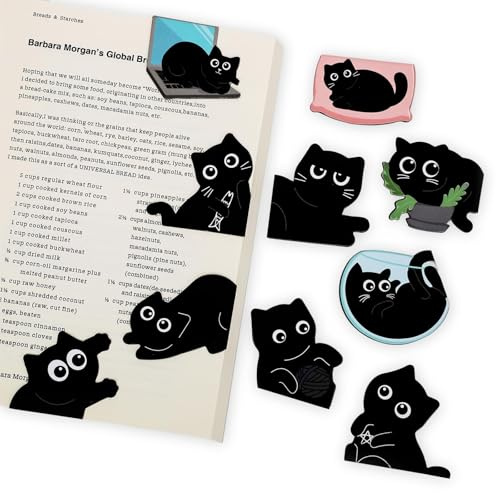 Calkkrer 10 Stück Katzen Lesezeichen Magnetische Lesezeichen Süße Lesezeichen Schwarze Katzen Lesezeichen Für Buchliebhaber Geschenke