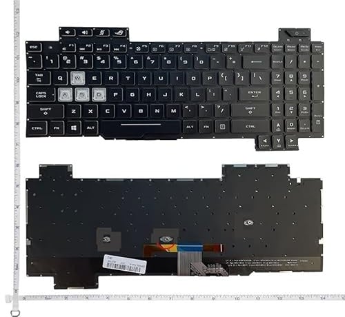 ZYJOZMD RU/US Beleuchtete Tastatur für ASUS für ROG Strix Scar II GL704 GL704S7CM GL704GM GL704GV GL704GV-DS74 GL704GW Palmrest Ober Fall Abdeckung(US Backlit Keyboard)
