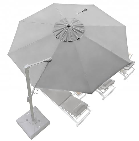 Duchunsheng Ersatz-Bezug Für Sonnenschirm 8 Streben 3M 3.5M Rund Ersatz Sonnenschirmbezug UV Sonnenschutz Für Ampelschirm Großer Outdoor Terrassen Garten Ersatzabdeckung(Gray,3.5m)