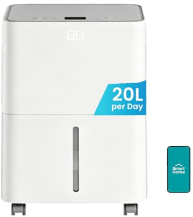 DUMIPME Deumidificatore a compressore Intelligente, Funzionamento Silenzioso (36 Db), Filtro Lavabile, Doppio Scarico con Serbatoio e Tubo di Scarico per Bagno e seminterrato