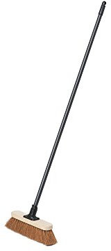 Addis Essentials Wooden Outdoor Complete Broom with Metal handle, Soft Natural Coco Bristles, 27.5cm (10.3/4) head, Natural/Black 10 x 29 x 127 cm