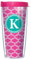Pink duofoil Buchstabe Buchstabe Tumbler Becher mit Deckel 16 Ounce K