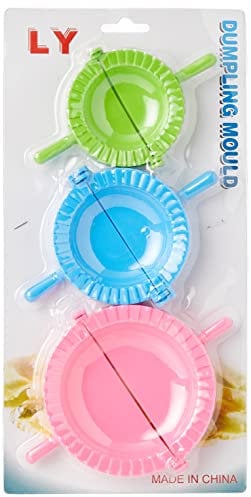 HK Home 3 Coloured Dumpling Molds for Dough Press, Meat Pie and Samosa Sealer