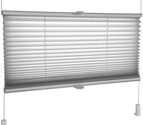 Tropik Home Pleated Blinds 18 Width Sizes, 6 Colours Easy Fit Install Plisse Conservatory Blinds, Grey, 110cm Wide by 100cm Drop