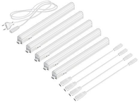 parlat LED Unterbau-Leuchten Rigel, je 31,3cm, 40cm Kabel, je 397lm, warm-weiß, 5er Set