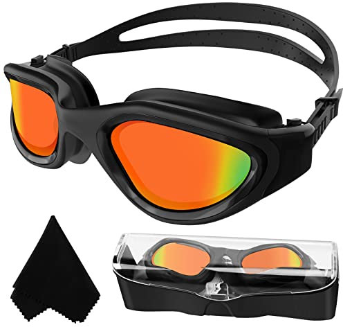 Winline Polarisiert/Nicht Polarisiert Schwimmbrille Erwachsene Jugendliche,Anti-Beschlag-UV-Schutz Wasserdicht klare Sicht einfach einzustellen mit weichen Nasenstegen für Herren Damen