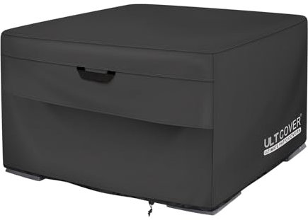ULTCOVER Terrassen-Feuerschalen-Tischabdeckung, quadratisch, 111,8 cm, wasserdicht, Schwarz