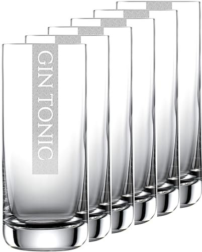 Miriquidi Gin Tonic Gläser 6er Set Serie COOLGLAS Gin-Tonic | 0,33l Schott Glas | Spülmaschinenfest durch Lasergravur| Gläser für Gin-Tonic 6 Stück