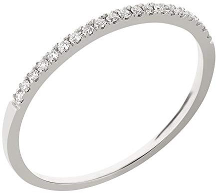 Ardeo Aurum Damenring aus 375 Gold Weißgold mit 0,10 ct Diamanten Brillant Memoire Vorsteckring schmal Stapelring Gr. 56