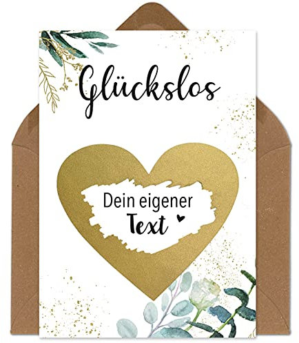 OWLBOOK Rubbelkarte zum selber beschriften Karte mit Rubbelherz Gold Geschenke Geschenkideen für das Brautpaar zur Hochzeit & Verlobung