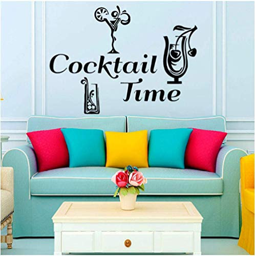 Cocktail Time Wandtattoos Vinyl Abnehmbare Wohnkultur Wandaufkleber Wohnzimmer El Wanddekoration 59X78Cm