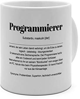 XXL Riesen-Tasse mit Definition Programmierer - Tasse mit Spruch, Wörterbuchtasse, Geschenktasse, witzig, Kaffeebecher, Becher, Jumbo-Tasse, Riesen-Becher - Farbe Weiß