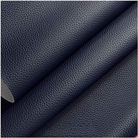 138x100cm Kunstleder Stoff Litchi Textur 1,2 Mm Dicke Vinyl Möbelstoff Polsterstoff In Rindsleder Optik für Sofa Stuhl Polsterung, DIY Handwerk(Color:Navy blau)
