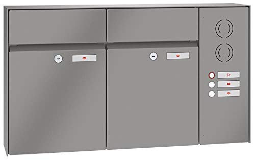 RENZ/Plan / 2er Aufputz-Briefkastenanlage Wand-Briefkasten mit Sprechfeld/RAL-Farbe 9007 Volumen 28 L/Dein-Briefkasten.de