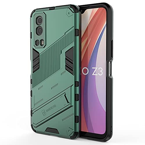 LINER Hülle für Vivo Y72 5G / Vivo Y52 5G, [Militärische Stoßfest Case] Ultra Dünn Harter PC Sanft TPU Schutzhülle Handyhülle mit Stabilem Faltbar Ständer für Vivo Y72 5G / Vivo Y52 5G - Grün