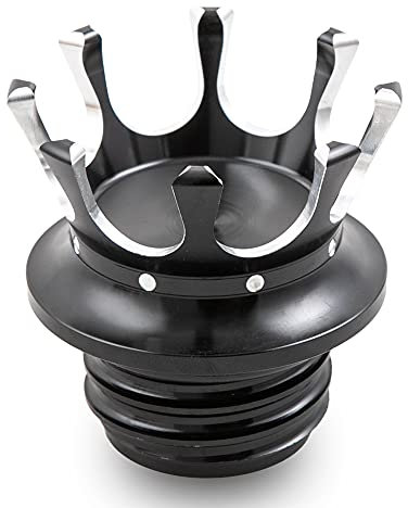 APEBAZY Motorrad Tankdeckel CNC Crown Ölkappen für Sportster XL1200 883 48 Softail Dyna FXD FLST Road King1996-2021 Schwarz-Silber