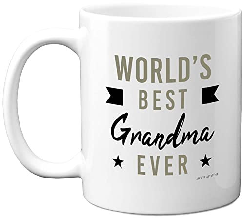 Mug cadeau pour grand-mère – World's Best Grandma Ever – Cadeaux d'anniversaire pour grand-mère grand-mère, grands-parents, parfait Noël de la part des petits-enfants, tasses en céramique de 325 ml,