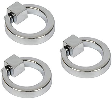 3 Stück Schublade zieht Ringe Schrankring aus Zinklegierung Runde Ring Möbelknöpfe Schrankgriff Türgriffe Schubladenknöpfe für Kommode,Hardware inklusive Schrauben (Silver)
