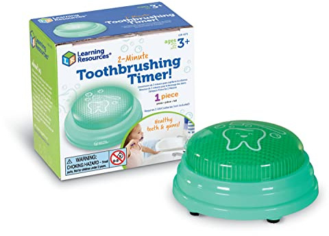 Learning Resources 2 Minute Toothbrushing Timer - Toothbrush Timer for Kids, Timers for Kids Bathroom, Toddler Teeth Brushing Button, Visual Countdown for Tooth Brushing
