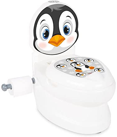 Pilsan Potty Penguin 07565, Musique, lumière, Porte-Papier Toilette, Couvercle, Couleur : Blanc