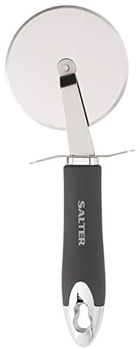 Salter BW11387EU7 Cosmos Cortapizzas Con Un Diseño Ergonómico Y Mango Suave Al Tacto, Gancho Para Colgar Incluida, Fácil De Limpiar, Para Cortar Pizza Y Pan De Ajo, De Acero Inoxidable, Gris Mate