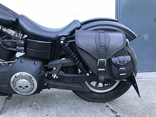 ORLETANOS Motorradtasche Dynamite schwarz Links kompatibel mit Harley Davidson Dyna Super Glide Fat Bob Street Bob Low Rider Sportster Packtasche Leder Koffer HD