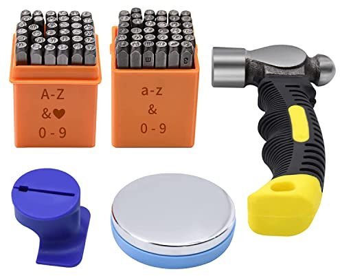 Metallstempel-Set, 74-teilig, 0,3 cm, Großbuchstaben, Stanz- und Zahlenstanzer-Set, Metall-Stanzvorrichtung