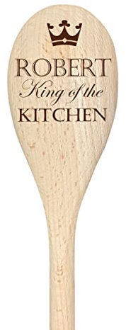 Cuchara de madera personalizada con diseño de rey de la cocina