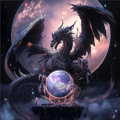 NAIMOER Drache Diamond Painting Erwachsene, 5D Mond Drache Diamant Painting Bilder Erwachsene, DIY Fliegen Drache Diamond Painting Bilder Diamant Malerei Kinder Tiere Set für Home Dekor 30x30cm